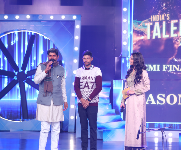 Cinematic lighting design and neon color grading on India's Talent Fight broadcast film set