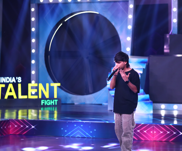 Overhead studio set view of India's Talent Fight TV production stage